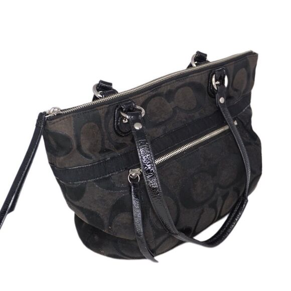 Coach Poppy Metallic Signature Black Shoulder Bag 19863 - Picture 8 of 13